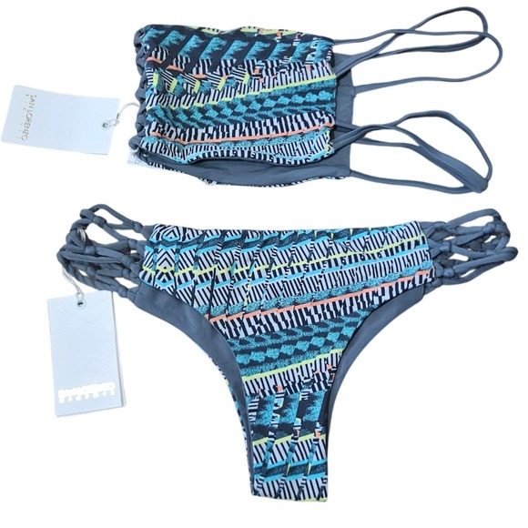 San Lorenzo Other - San Lorenzo Mind Bali Soul Braided Thong Bikini Set Reversible Top L Bottom